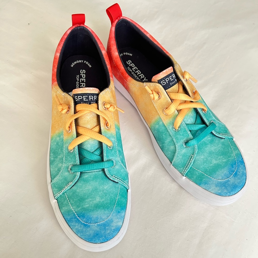 Sperry Crest Vibe Rainbow Snowcone Ice Cream Multi Casual Boat Shoes size 6M
